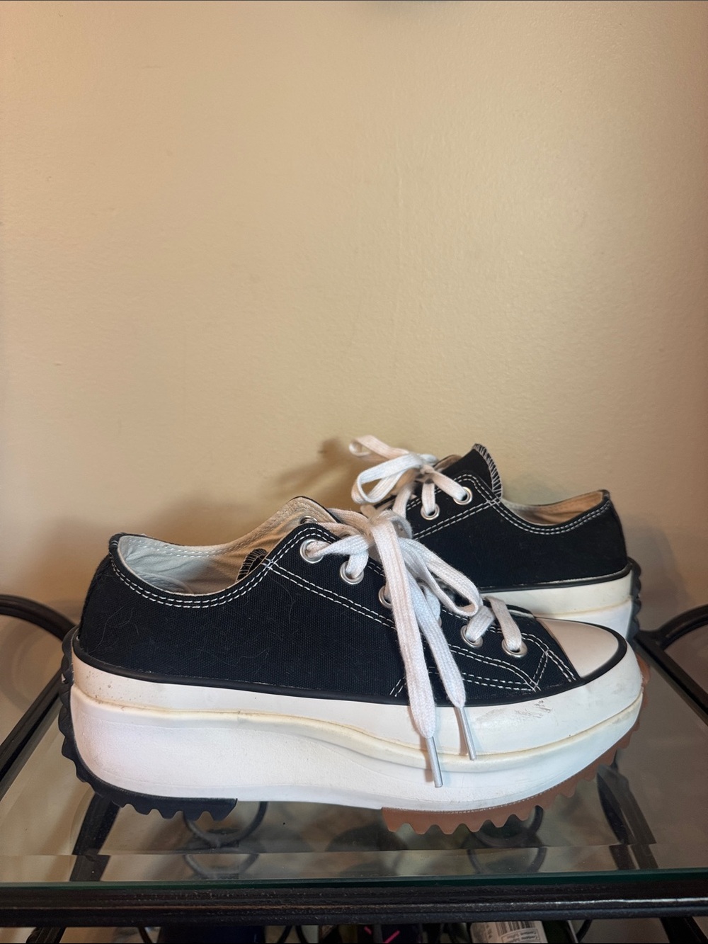 Converse Black Canvas Platform Sneakers with White Accents